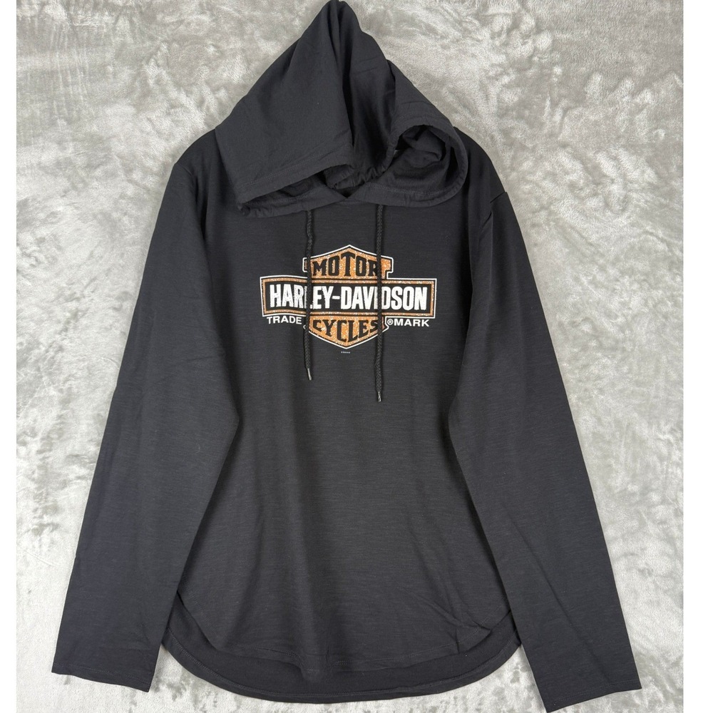 Harley Davidson Woman Hoodie Black Long Sleeve Logo Graphic Size 2XL Lifestyle